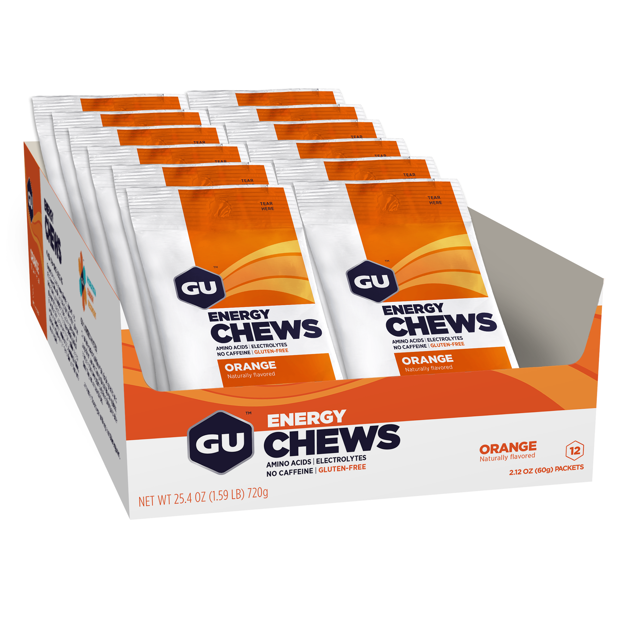 GU Energy Chews Fruchtgummis 12 x 60 Gramm MHD 17.11.2023 Orange