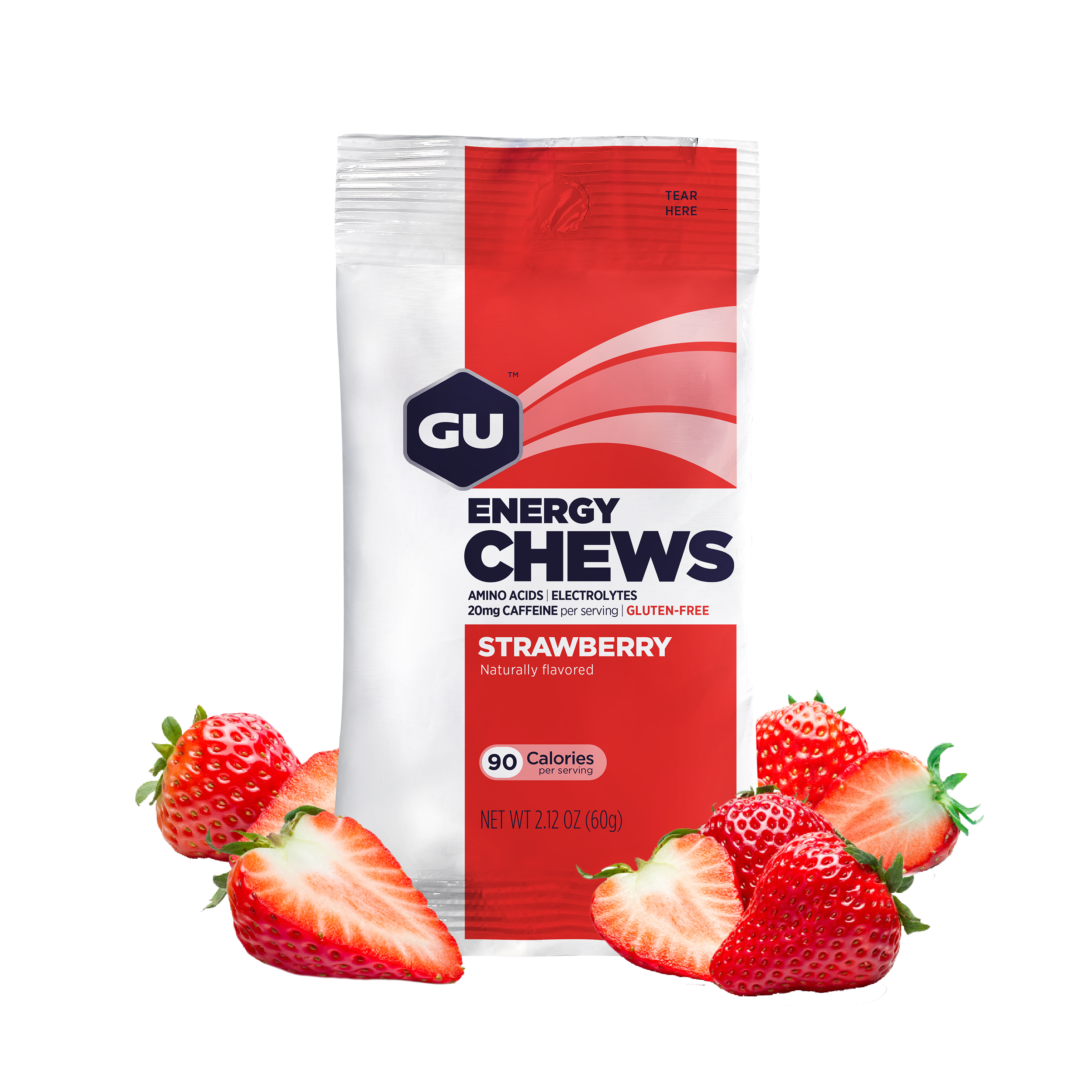 GU Energy Chews Fruchtgummis 12 x 60 Gramm MHD 20.03.2024 Strawberry Erdbeere